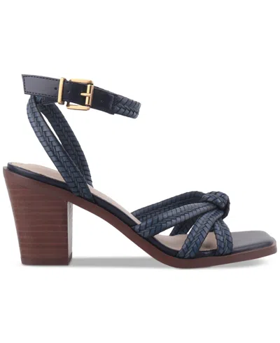 Giani Bernini Women's Renaee Block Heel Woven Strappy Dress Sandals, Created For Macy's In Royal Navy