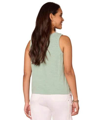 Democracy Petite Notched Scoop-neck Sleeveless Top In Marble