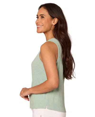 Democracy Petite Notched Scoop-neck Sleeveless Top In Marble