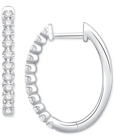 Macy's Diamond Small Hoop Earrings (1/3 Ct. T.w.) In 10k White Gold Or 10k Yellow Gold In White Gold