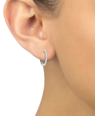 Macy's Diamond Small Hoop Earrings (1/3 Ct. T.w.) In 10k White Gold Or 10k Yellow Gold In White Gold