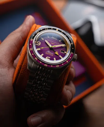 Spinnaker Men's Fleuss Gmt Automatic Solid Stainless Steel Bracelet Watch, 43mm In Purple