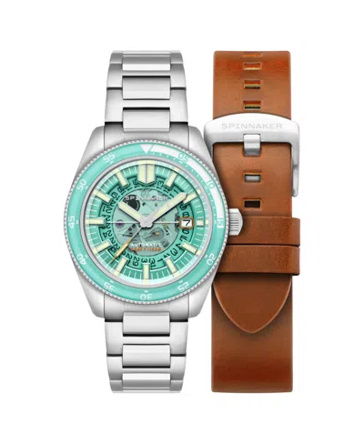 Spinnaker Men's Fleuss Automatic Severn Edition Solid Stainless Steel Bracelet Watch, 43mm In Turquoise