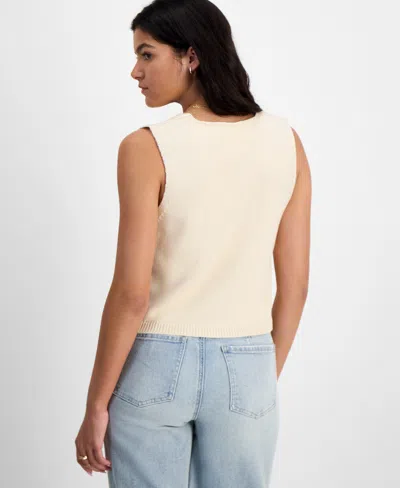 Hooked Up By Iot Juniors' Slub Knit Double-button Vest In Beached Sand