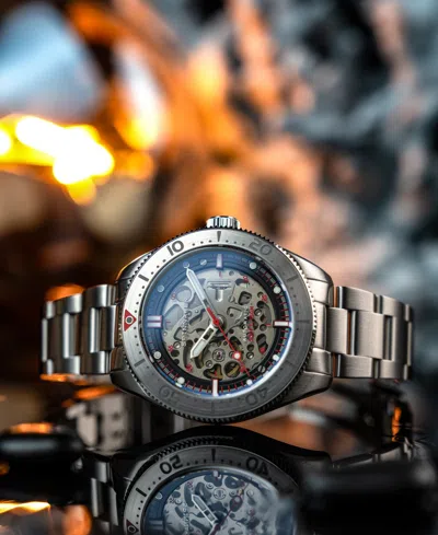 Spinnaker Men's Croft 42 Skeleton Automatic Sandblasted Solid Stainless Steel Bracelet Watch, 42mm In Black