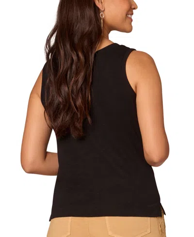 Democracy Women's Sleeveless Notched Scoopneck Knit Tank In Black