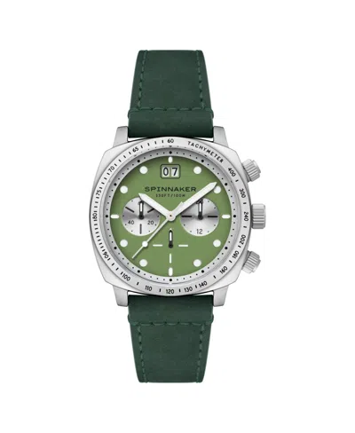 Spinnaker Hull Chronograph Leather Strap Watch, 42mm In Green