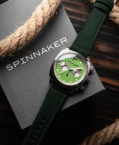 Spinnaker Hull Chronograph Leather Strap Watch, 42mm In Green