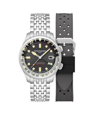 Spinnaker Men's Bradner Gmt Automatic Solid Stainless Steel Bracelet Watch, 42mm In Gray