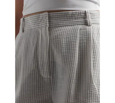 Bcx Juniors' Striped Pleat-front Mid-rise Shorts In Grey