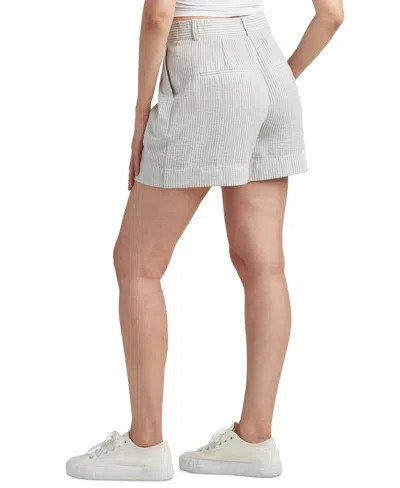 Bcx Juniors' Striped Pleat-front Mid-rise Shorts In Grey