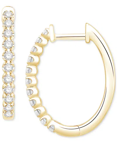 Macy's Diamond Small Hoop Earrings (1/3 Ct. T.w.) In 10k White Gold Or 10k Yellow Gold In Yellow Gold