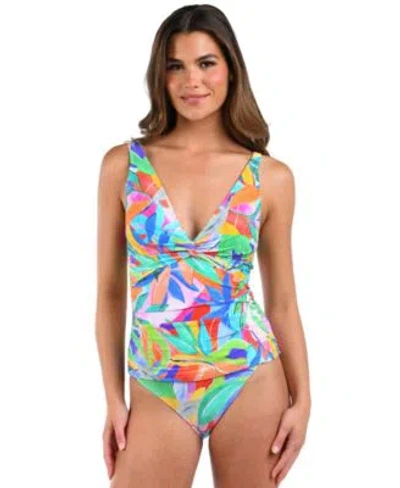 La Blanca Womens Tropi Flage Tankini Top Hipster Bottoms In Multi