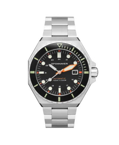 Spinnaker Men's Dumas Automatic Solid Stainless Steel Bracelet Watch, 44mm In Black
