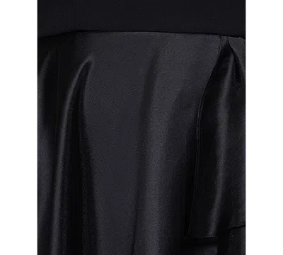 Betsy & Adam Plus Size Mixed-material Strapless Ball Gown In Black