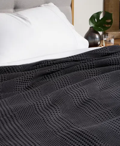Oake Cotton Waffle Blanket, Full/queen, Exclusively At Macy's In Black Combo
