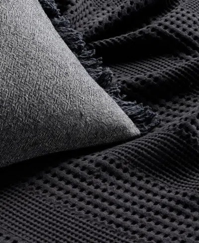 Oake Cotton Waffle Blanket, Full/queen, Exclusively At Macy's In Black Combo