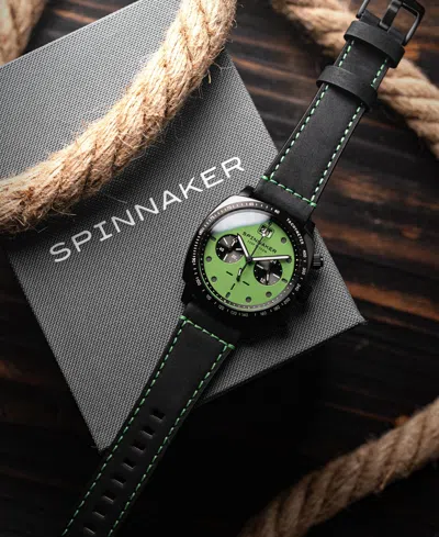 Spinnaker Hull Chronograph Leather Strap Watch, 42mm In Black