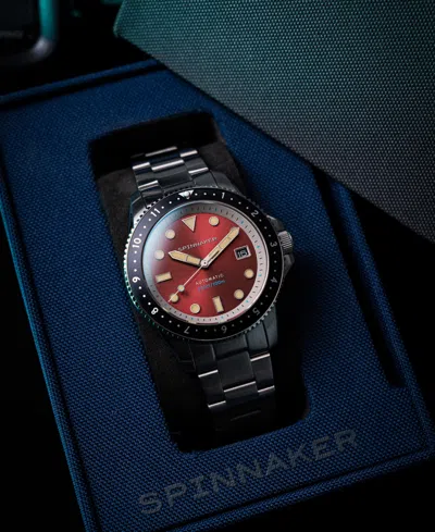 Spinnaker Men's Croft Pioneer Automatic Solid Stainless Steel Bracelet Watch, 42mm In Red