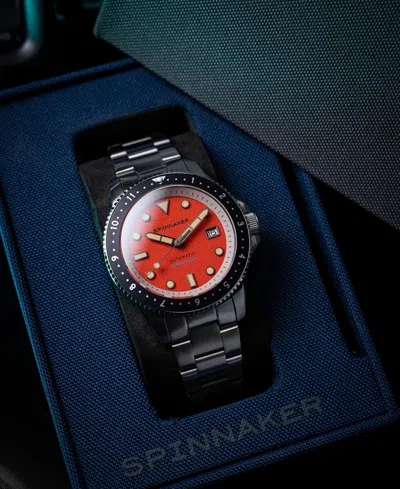 Spinnaker Men's Croft Pioneer Automatic Solid Stainless Steel Bracelet Watch, 42mm In Orange