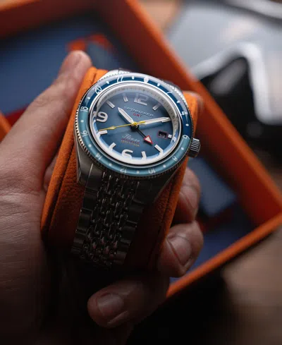 Spinnaker Men's Fleuss Gmt Automatic Solid Stainless Steel Bracelet Watch, 43mm In Blue