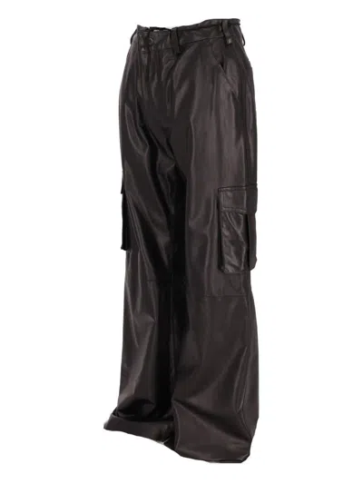 La Rose Nappa Leather Cargo Trousers In Multicolor