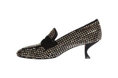 La Rose Heeled Loafers Crystal Black In Black