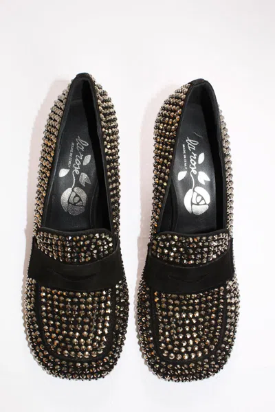 La Rose Heeled Loafers Crystal Black In Black