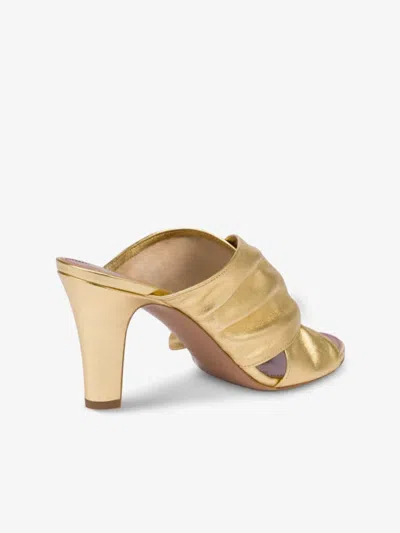 Paris Texas Maria Crossover Metallic Leather Mule Sandals In Grey