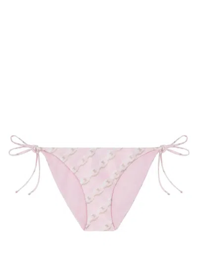 Versace Pink Silk Bikini Briefs With Graphic Print In Multicolor