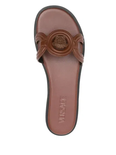 Versace Medusa `95 Slides Sandals In Brown