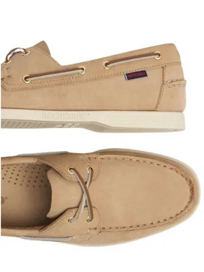 Sebago Dockside Portland Nubuck Loafers In Beige