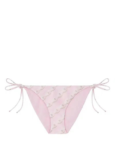 Versace Pink Silk Bikini Briefs With Graphic Print In Multicolor