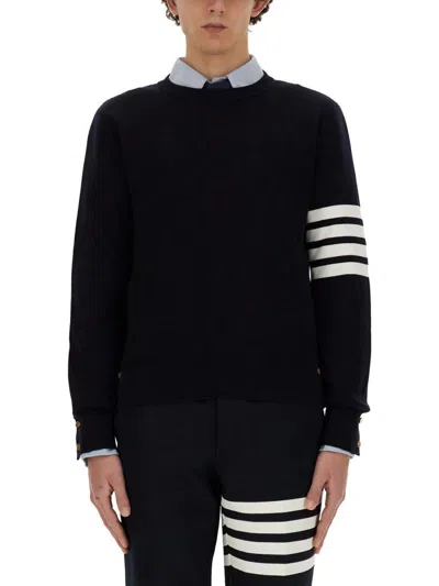 Shop Thom Browne 4-bar Cotton Jersey In Blue