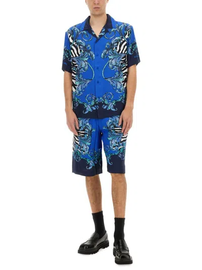 Shop Versace Jeans Couture Short-sleeved Shirt In Blue