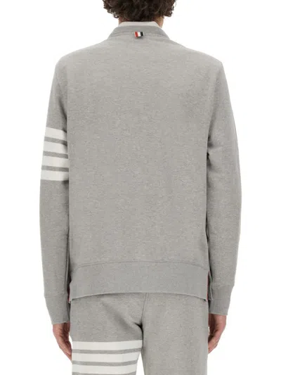 Thom Browne Loopback Jersey Knit 4-bar Crewneck Sweatshirt In Grey
