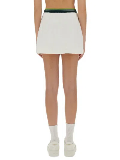 Casablanca Textured Fabric Tennis Skirt With Drawstring Waist In White
