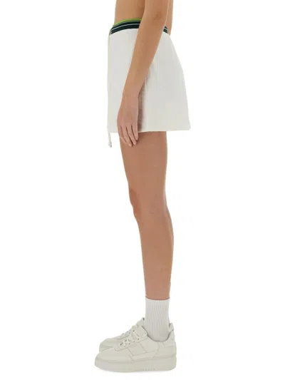 Casablanca Textured Fabric Tennis Skirt With Drawstring Waist In White