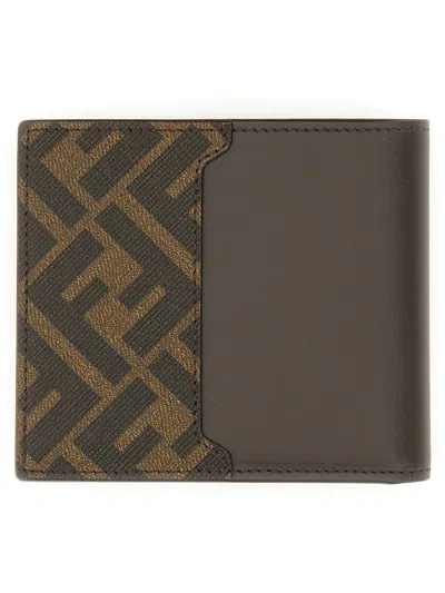 Fendi Ff Squared Bi-fold Wallet In Brown