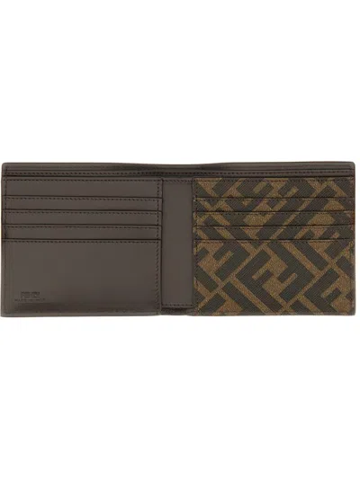 Fendi Ff Squared Bi-fold Wallet In Brown