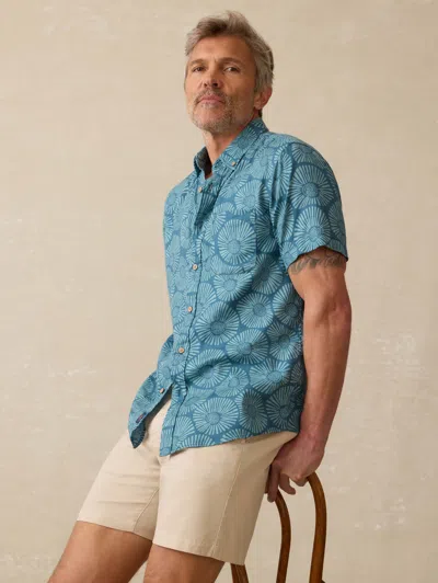 Faherty Short-sleeve Breeze Shirt In Stormy Sea Floral