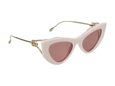 Gucci Double G Cat-eye Sunglasses In Ivory Gold Red