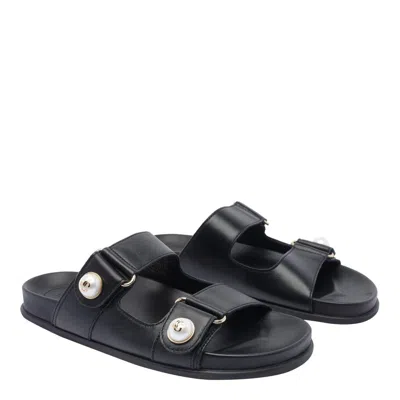 Jimmy Choo Fayence Pearl-embellished Sandals In Black