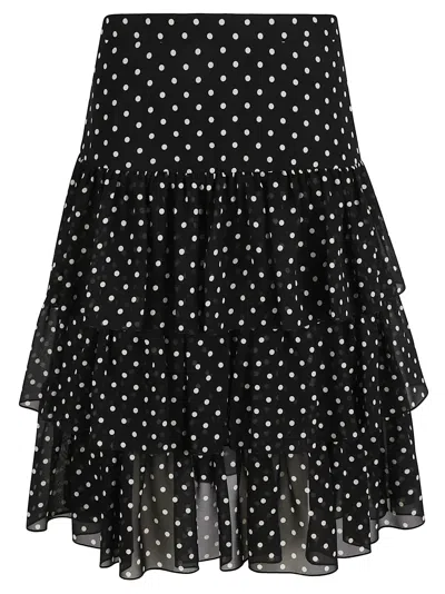 Valentino Layered High-waisted Skirts With Polka Dot Pattern In Black/betulla