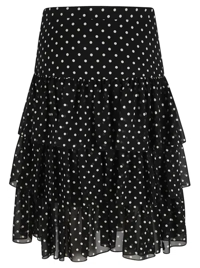 Valentino Layered High-waisted Skirts With Polka Dot Pattern In Black/betulla