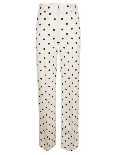 Valentino Garavani Polka Dot Silk Cady Pants In Betulla/black