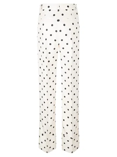 Valentino Garavani Polka Dot Silk Cady Pants In Betulla/black