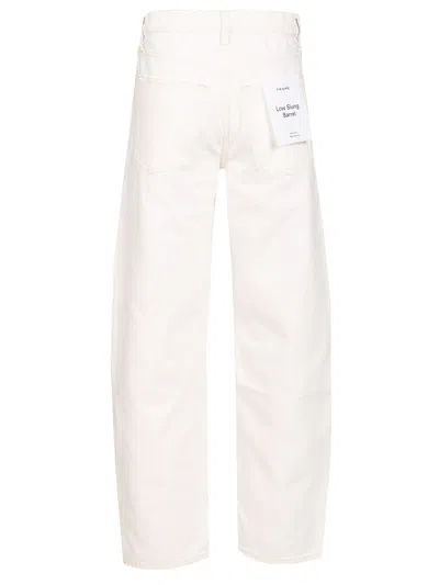 Shop Frame Low Slung Barrel Jeans In White
