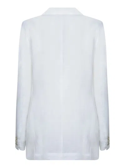 120% Lino White Linen Jacket In White