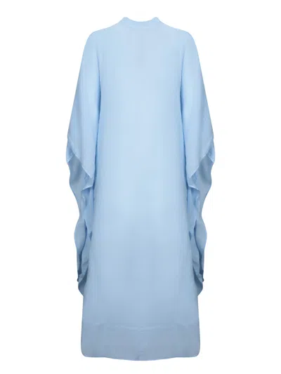 120% Lino Blue Linen Kaftan Dress In Blue